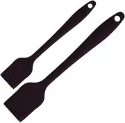 2-Piece Silicone Basting Pastry Brush - 8.3' (Small) & 10.4' (Large) - for Baking, Grilling, & Spreading Oil, Butter, BBQ Sauce, or Marinade - Heat Resistant, BPA Free and Dishwasher Safe (Black)