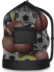 Extra Large Sports Ball Bag - Mesh Soccer Team Balls Bag, Drawstring Sport Equip