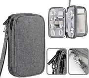 [Heeke] Upgraded Double Layers Electronic Organizer - 2 Layers Travel Cable Organizer Bag Pouch Electronic Accessories Carry Case Portable Waterproof Storage Bag for Cable, Charger, Cord (Dark Gray)