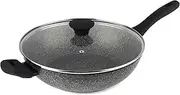 Salter BW05753S Megastone Collection Non-Stick Forged Aluminium Wok, 28 cm, Silver, Dishwasher & Metal Utensil Safe, 100% PFOA Free, Induction Hob Suitable, 28cm