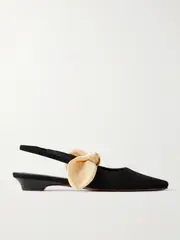 [NEOUS] NEOUS - Uba Bow-embellished Faille And Suede Slingback Flats - Black - IT36 IT 36 Black
