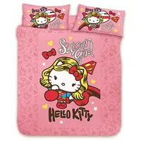 在飛比找PChome24h購物優惠-【享夢城堡】HELLO KITTY 女超人系列-雙人精梳棉四