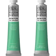 2x Winsor & Newton 200ml Winton Oil Colour Paint Artist Painting Emerald Green