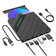 8 IN 1 External CD/DVD Drive for Laptop, USB 3.0 Portable External CD Burner