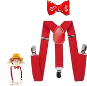 [Butyeak] Children's Braces Bow Tie Sets, Braces Bow Tie Set, Y-Shape Adjustable Braces, Adjustable Bow Tie and Braces in Set for Boys and Girls