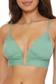 [BECCA] Color Code Shirred Bikini Top, Adjustable, Tie Back, Swimwear Separates for Women, Mineral, Large