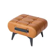 Catzon Stylish Small Footstool Faux Leather for Extra Seating in Living Room-Brown