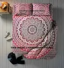 4 PCs Set Ombre Mandala Throw Queen Pink Duvet Cover With Bedsheet & 2 Pillows