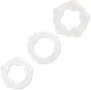Lovehoney Triple Cock Ring Set - Stretchy Textured Penis Rings - Beginner Friendly & Waterproof - 3 Pack - Clear
