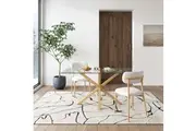Dreamo Glass Dining Table with Steel Legs Natural