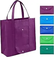 Grocery Bags Reusable Foldable for Shopping (set of 5), Foldable Into Pouch, Extra Large & Durable Heavy Duty Shopping Totes, Washable, Long Handles & Eco Friendly Reusable Shopping Bags