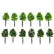 Authentic 50mm Bushy Trees in Dark & Light Green (12pcs) For N / OO Scale