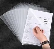 50 Pack Clear Document Folder L-Type Plastic Folder Copy Safe Project Pocket US Letter/ A4 Size in Transparent Color for Store and Organize Photocopies, Speech Drafts, Resumes, Reports