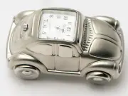 XANADU:SILVER ANTIQUE FAMOUS CARLOOK DESIGN COLLECTABLE ANALOG QUARTZ MINI CLOCK
