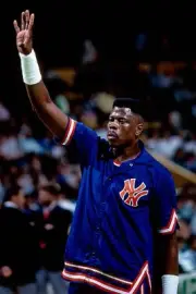 Patrick Ewing New York Knicks gets welcomed before a New York Mets- Old Photo