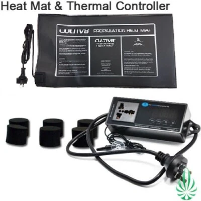 Hydroponics Seedling Cutting Heat Mat Controller Thermostat Kit Plants Seedling