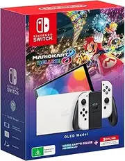 Nintendo Switch OLED Model Mario Kart 8 Deluxe + Gaming Console Hardware Bundle, White