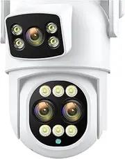 9MP 4K HD WiFi IP Camera Outdoor 8X Zoom Dual Screens 6MP PTZ WiFi Surveillance Camera Auto Tracking Night Vision(6MP Add 64G SD Card)