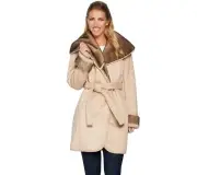 G.I.L.I. Faux Shearling Collar Coat, Soft Fawn, 12
