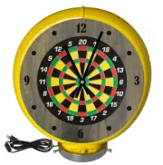 Darts Game Room, Yellow Lighted Gas Pump Globe Advertising Style Quartz Clock