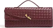[SCRILLE] Evening Woven Handbag Vegan Leather Clutch Purse Removable Strap Shoulder Bag Fashion Crossbody Tote Bag