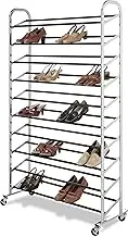 Whitmor 50-Pair Shoe Tower, Chrome with Wheels
