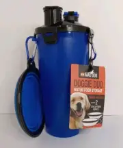NWT Mad Dog Doggie Duo Food and Water Travel Container With 2 Collapsible Bowls