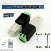 RJ45 Male to 485 2 Pin (4 5P) Screw Terminal Adapter Connector Splitter CCTV DVR