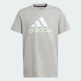 【adidas 愛迪達】上衣 大童 男童 女童 短袖上衣 運動 U BL 2 TEE 灰 IQ4072