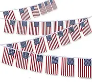 30 PCS America Flag, 33 FT American USA National Bunting,DecorGarden With Brass Gromment