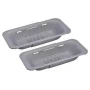 Collapsible Colander Over the Sink Strainer Extendable Basket Set Gray 2 Pcs