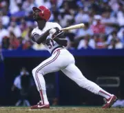 Willie McGee St Louis Cardinals bats v the Cincinnati Reds at a ML- Old Photo