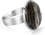 [FVQL] Stainless Steel Ring for Girls, rustic old barn wood
