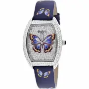 Christian Van Sant Women's Watch Papillon Silver Dial Blue Leather Strap CV4872