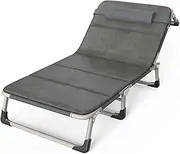 Folding Camping Bed w/Fleece Mattress for Adults Comfortable Portable Cots for Sleeping 4-Position Adjustable Outdoor Travel Camp Cot Patio Lounger Supports 200kg