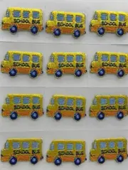 Trimplace School Bus Press-ON Applique- 1-1/4 inch x 3/4 inch - 12 Pieces