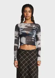 [Minga] Electric Angel Mesh Crop Top