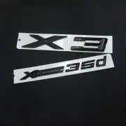 1x XDrive 35d + 1x Big X3 Black Glossy Plastic Emblem Badge Sticker Turbo 3D AWD (for: Renault)