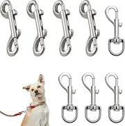 8PCS Dog Lead Hook Corrosion Resistan Lightweight and Portable Double Ended Bolt Snap Hooks Strong and Durable Double Ended Swivel Snap Hook for Dog Lead Horse Tack Pet Feed Buckets