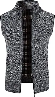 [Gsywaipei] Men's Collar Knitted Vest Coat Casual Sleeveless Male Sweaters Jacket Winter Zip Up Knit Vests Cardigan