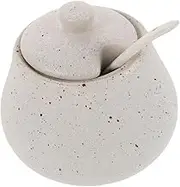 OKUMEYR 1 Set Ceramic Spice Container with Spoon and Lid Japanese Seasoning Jar for Sugars and Salt Decorative Condiment Pot for Kitchen and Home Use