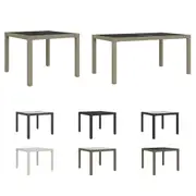 Garden Table Tempered Glass and Poly Rattan Multi Colours 150/90 cm vidaXL