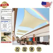 8' x 11' Rectangle Beige Sun Shade Sail - Weather Resistant with Steel D-Rings