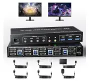 Yeemie Pro USB 3.0 HDMI Dual Monitors 4 Computers KVM Switch Supports EDID 4K
