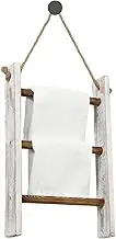 Blanket Ladder, Decorative Display Ladder Shelf, 3 Tier Wall Leaning Blanket Rack, Wood Countertop Tea Towel Ladder, Convenient Space Saver for Bath Rooms Kitchens Closets Laundry Rooms