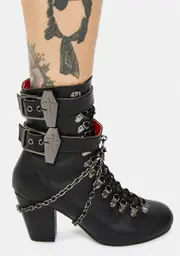 [Demonia] Lost Tomb Chain Lace Up Boots