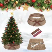 27'' Christmas Tree Collar, Farmhouse Christmas Tree Ring, Natural Woven Rust...