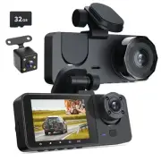 Dash Cam Front and Rear Inside, 3 Channel Dash Cam, 1080P Dash Camera for Car...