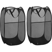 Foldable Pop Up Mesh Washing Laundry Baskets,Basket Bag Large Storage Basket Bin,Laundry Hamper Toy Tidy Storage Organiser(2PCS)