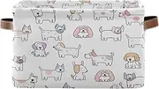 Cute Cartoon Dogs White Shelf Organizer, Collapsible Decorative Storage Containers with Handles for Home/office